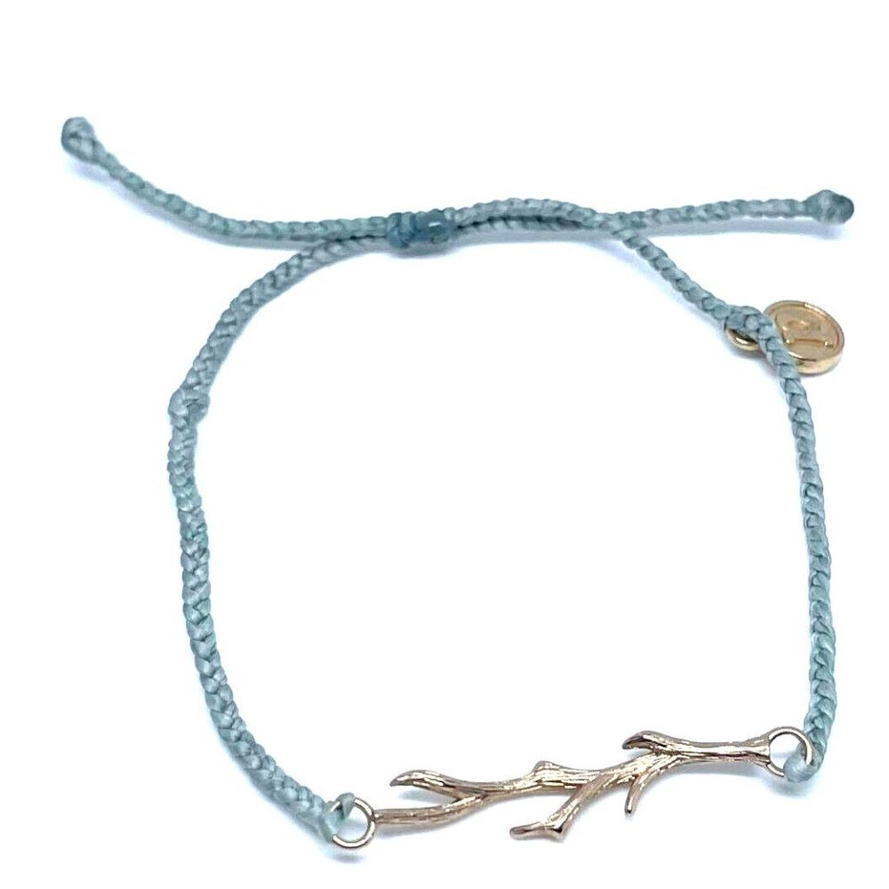 Pura Vida Branch Charm Braided Cord Bracelet Knot Closure Adjustable